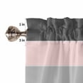 thumbnail image 5 of Half Window Curtains 24 Inches Long, Pink Grey Striped Window Treatment Curtain Drapes, Farmhouse Modern Short Curtains Tiers for Kitchen Over Sink, 27.5"x24", 2 Panels, 5 of 7
