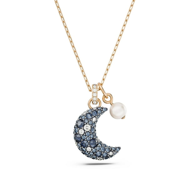 Collar Swarovski Sublima Moon con cristales oscuros, oro rosa
