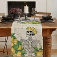 thumbnail image 2 of Table Runner Dresser Scarves 72 Inch Long, Watercolor Lemon and Skull Skeleton Linen Dining Table Runners Summer Fruit on Vintage Tabletop Scarf for Wedding Holiday Party Kitchen, 2 of 7
