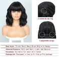thumbnail image 2 of LinenLoon Perruque Noire avec Frange Perruque pour Femmes 12 Po Courte Ondulée Bouclée Perruque Cheveux Noirs Naturels Perruques Résistantes à la Chaleur Remplacement Cheveux (12 Pieds' Naturel Noir 1B), 2 of 5