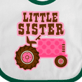 thumbnail image 4 of Inktastic Pink Tractor Little Sister Girls Baby Bib, 4 of 4