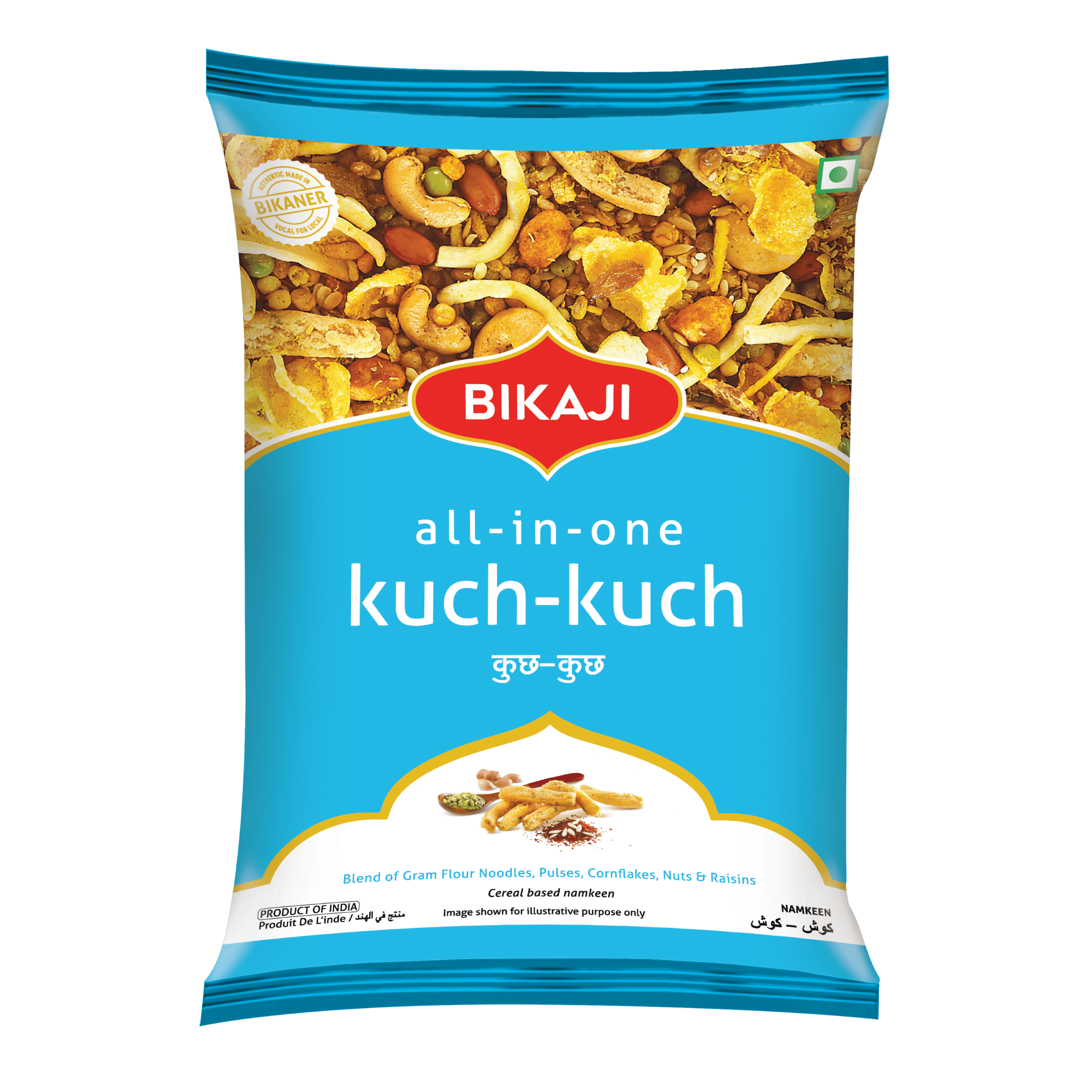 Bikaji All in One, 140g, Blend of Gram Flour Noodles,Pulses,Cornflakes,Nuts & Raisins