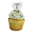 thumbnail image 5 of Letter T Floral Monogram Initial Heart Love Cupcake Picks Toppers Decoration Set of 6, 5 of 7