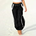 thumbnail image 2 of Clearance Women Trendy Velvet Drawstring High Waist Pencil Leg Side Split Pants Beach Casual Capri Pants, 2 of 5