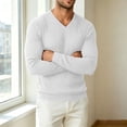 thumbnail image 5 of ZVAVZ V Neck Knit Tee Shirts for Men Long Sleeve Textured Tops Fall Casual Gym Athletic Shirts Stretchy Workout Running T-Shirt White S, 5 of 7