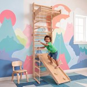 Avenlur Betula Swedish Wall Ladder for Kids – Indoor Wooden Climbing Gym with Slide, Swing, Rope Ladder & Pull-Up Bar – Montessori Wall Gym for Strength, Coordination & Active Play (Ages 3+) (95)