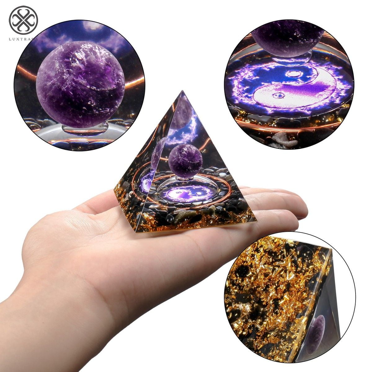 Luxtrada 7 Chakra Orgone Pyramid Natural Quartz Positive Energy Generator  Orgonite Crystal, Reiki Healing, Meditation, Yoga, Spiritual Balance