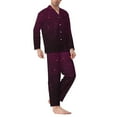thumbnail image 2 of Cauagu Dark Purple Glitter Print Men's Long-Sleeve Pajama Set,Soft Button-Front 2Pjs for Men Long Sleeve Men’s Sleepwear-Medium, 2 of 7