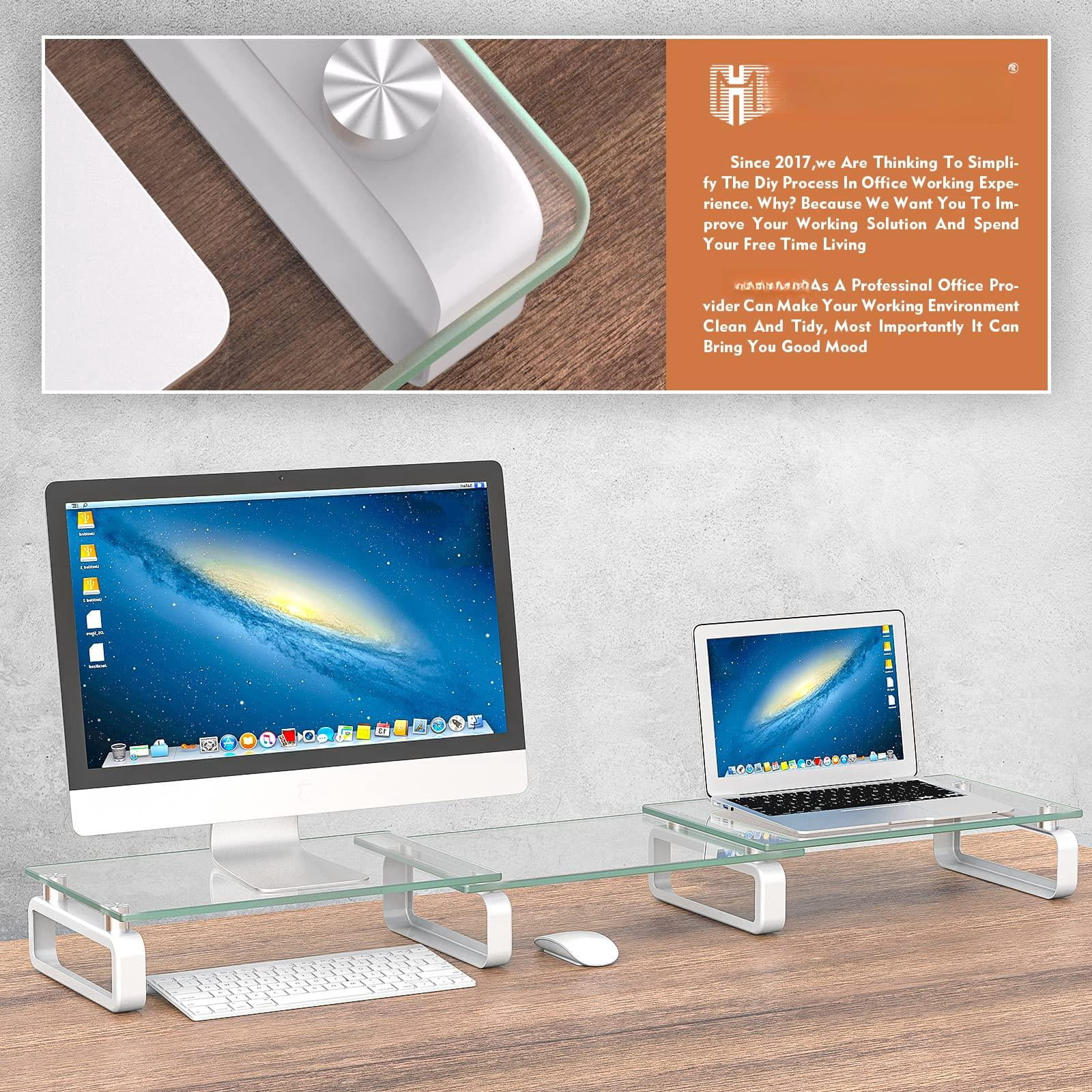 Dual Monitor Stand  Computer Desktop Organizer Riser For Pc Laptop Clear Hd02t-301