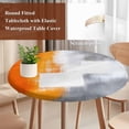 thumbnail image 3 of Orange Grey Round Tablecloth 45-54 Inch Round Fitted Table Cloth with Elastic Edge, Abstract Street Graffiti Art Retro Painting Waterproof Table Cover Protector for Outdoor Picnic Party Dining, 3 of 6