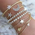 thumbnail image 3 of Women's Bracelet Rhinestone Five-Pointed Star Heart Moon Assorted Stretch Bracelet Bangle Bracelet, 3 of 10