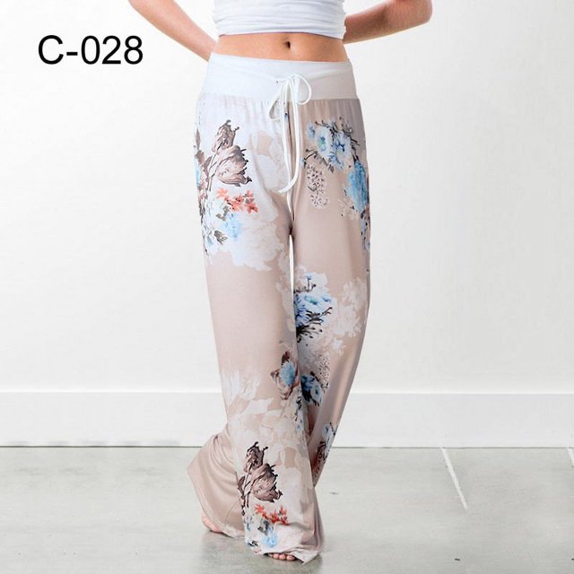 RWJDXD Pantalon de Plage Ample et Confortable pour Femmes, Imprimé Floral, Large, Mode Été