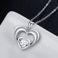 thumbnail image 4 of 18k White Gold Plated Double Love Heart 5A Cubic Zirconia Women Jewelry Pendant Necklace, 4 of 6