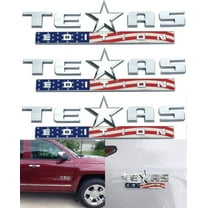 (Set of THREE) Muzzys American Flag Texas Edition Emblem Badge 3M Universal Stick on, FITS Silverado, Sierra, Fender, Tailgate, Door, Car, Truck, RED WHITE AND BLUE!