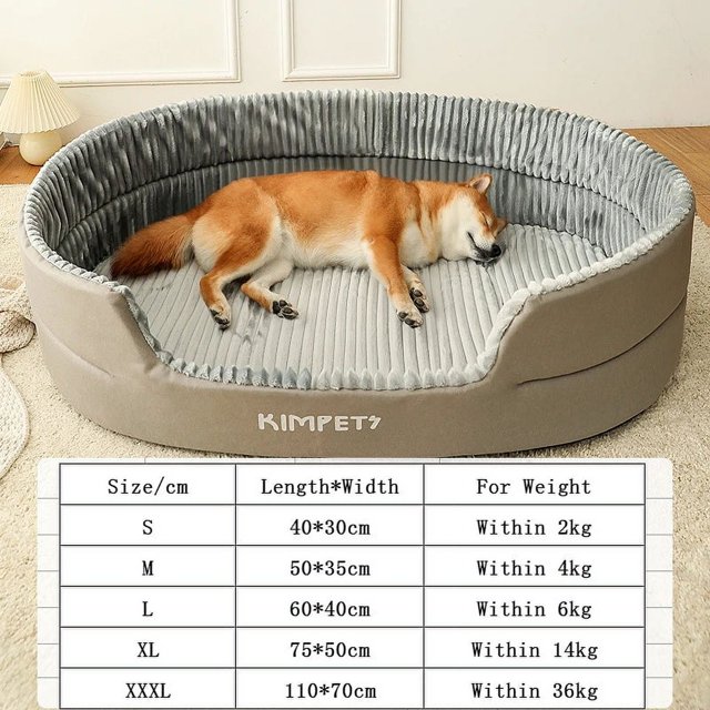 Kimpets Pet Dog Bed Removable Cat Mat Square Plush Kennel Washable Thickening Waterproof Big Medium Small Dog Sofa Bed Cushion ShopWise Round