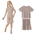 thumbnail image 2 of BOOMNY Child Girls Pajamas Sets 2 Peice Soft Short Sleeve Sleepwear Tops Shorts Pjs Set for Kids Cozy Loungewear Homewear, 2 of 6