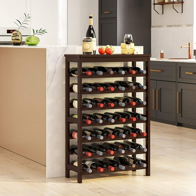 SONGMICS 42 Bottle Wine Rack Bar Cabinet Free Standing Floor for Kitchen Dining Room