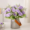 thumbnail image 3 of Walbest Artificial Rose Branch with Stem 5 Fork 5 Head Home Wedding Party Faux Silk Flower Floral Arrangement Indoor Outdoor Garden Decoration Photo Props, 3 of 8