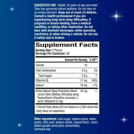 Unisom Simple Slumbers Golden Gummies with 5mg Melatonin, Honey Lemon, 60 ct.