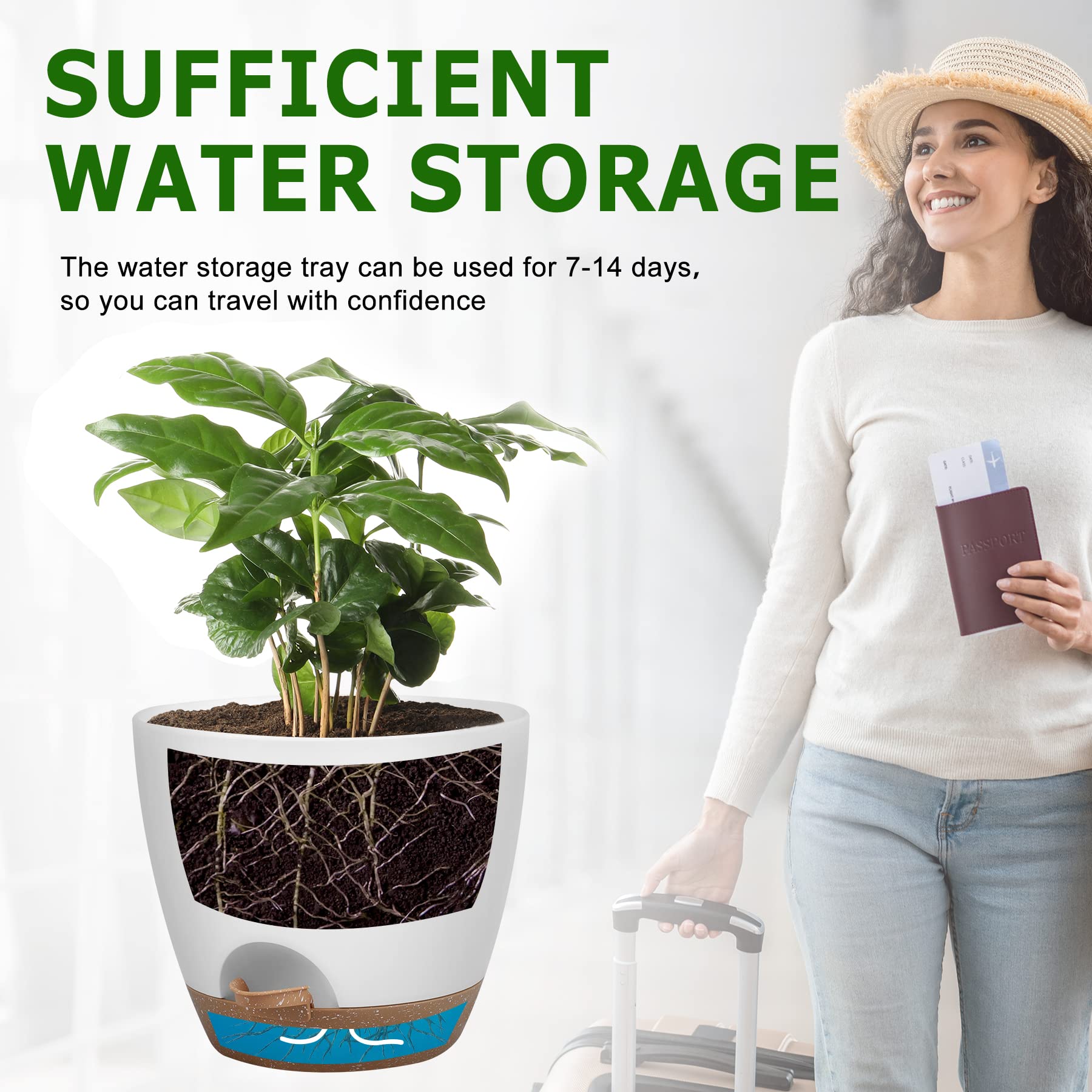 Aertyole Self-Watering Planters, Set of 5, White photo 4
