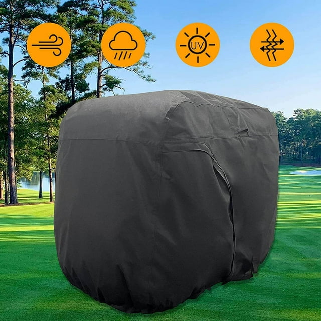 Langgg Golf Cart Cover Waterproof Zipper Buggy Sun Protector Rain Cover Black