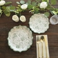 thumbnail image 4 of CUITING 25 Pack White Pink Paper Dessert Plates in Damask Floral Pattern  8” Round Disposable Salad Appetizer Plates with Scalloped Rims - 300 GSM, 4 of 11