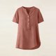 thumbnail image 5 of TaTaai Summer V Neck Casual Top, Women's Half Button Open Front Design, Linen Inspired Short Sleeve Solid Color Shirt Gift, 5 of 8