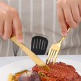 thumbnail image 3 of Dinner Knives, 12-piece Stainless Steel Dinner Knives, Butter Knives, Flower Edge Table Knives Classic Flatware Set, Knives for home, Kitchen or Restauran, 8.6 Inches -Gold, 3 of 6