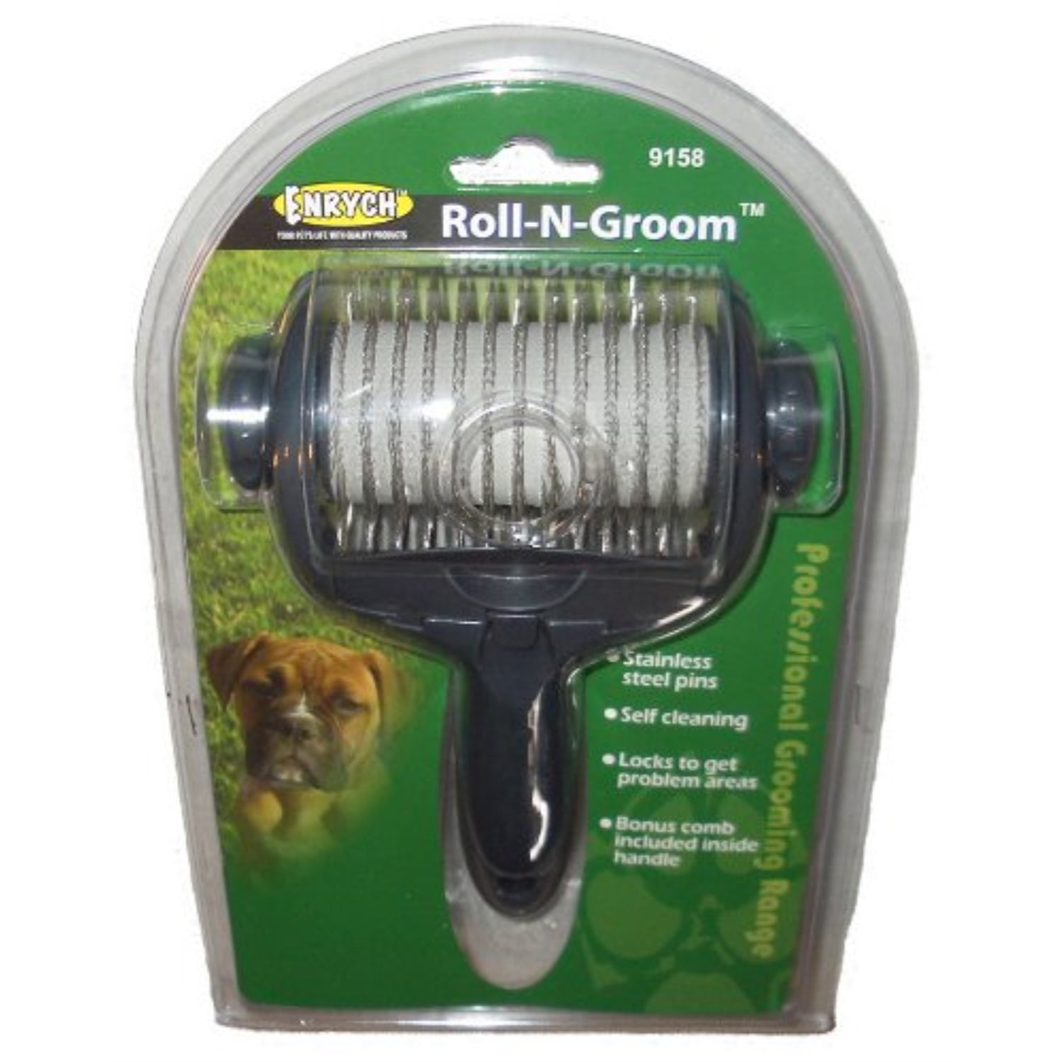 Enrych Rotating Pins Pet Comb Green/Gray Series 