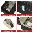 thumbnail image 3 of Caja de almacenamiento para relojes xcell de 2 ranuras, caja de relojes para hombres con tapa de vidrio, caja de madera para relojes con almohadilla removible, negra/beige, 3 of 7