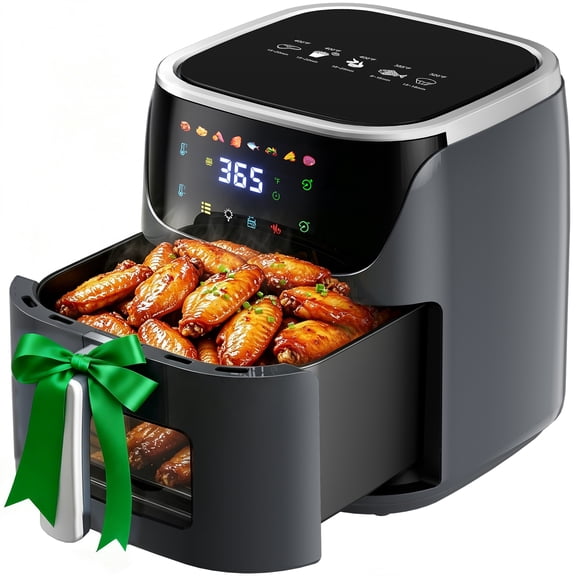 8QT Air Fryer with 8 Food Preset, LED Digital Touch Screen, Roast, Reheat, Dehydrate, Bake, Steam, 360° Hot Air, 85% Less Oil Healthy Cooker for Family Size