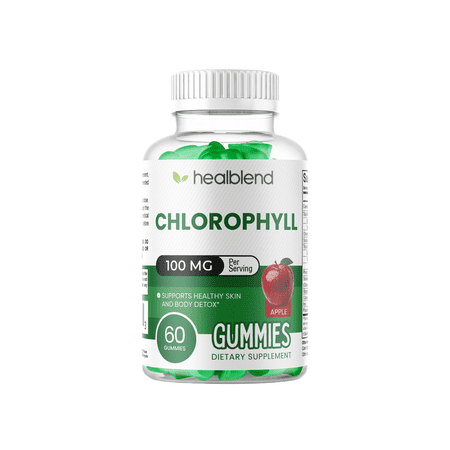 Healblend Chlorophyll Gummies, 100mg, Apple Flavor, Detox and Skin Health Support, 60 Count