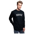 thumbnail image 2 of Daxton Retro Bronx Arch Font Long Sleeves T Shirt Soft Medium Weight Cotton, Black Tee White Font, M, 2 of 2