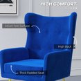 thumbnail image 4 of HOMCOM Fabric Accent Chair, Wingback Armchair with Gold Metal Legs, Blue, 4 of 10