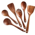 thumbnail image 2 of 6-Pcs Teak Wooden Kitchen Utensil Set – Heat Resistant, Durable Cooking Tools for Nonstick Cookware - Natural Rust-Free Wooden Spatulas & Spoons - Dishwasher Safe (B), 2 of 8