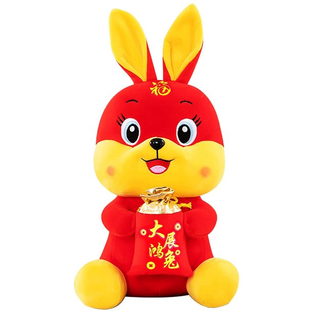 2023 Conejo AñO Mascota MuñEca Conejo Peluche Juguete ZodíAco BendicióN Recuerdo Conejo AñO Regalo Adorno para el Hogar