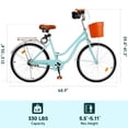 thumbnail image 4 of 26 Inch Bikes for Women with Basket, Womens Cruiser Bicycle with Adjustable Seat, City Commuter Cruiser Bike, Adult Beach Bicycle with Basket & Lock, Blue/Green, 4 of 12