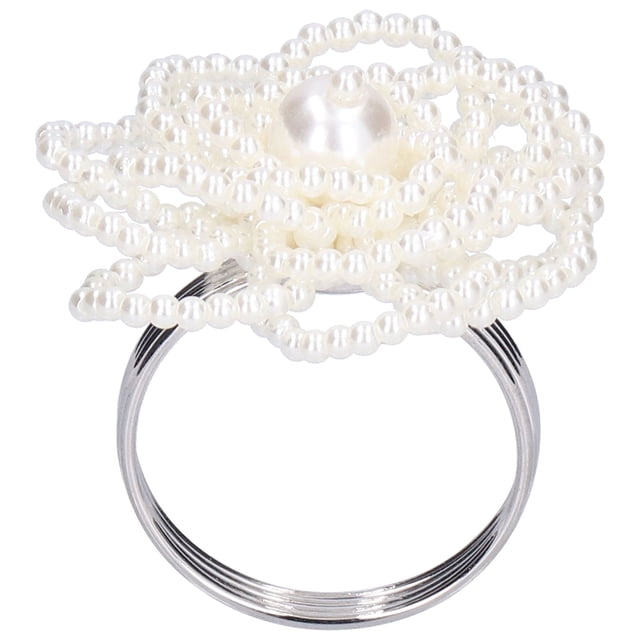 Napkin Ring Round Napkin Buckle with Fake Pearl Rhinestone Decoration for Hotel Dining Table6610