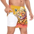 thumbnail image 2 of joogoo Men's Leopard Oil Paint Swim Trunks with Liner Pocket Beach Shorts Large, 2 of 9