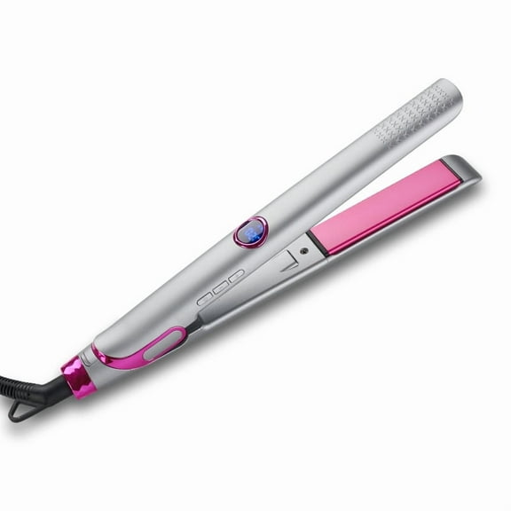 2-in-1 Hair Straightener and Curler, Professional Flat Iron with 2-Inch Wide Ionic Ceramic Plates, Adjustable Temperature and Fast Heat-Up for Thick & Long Hair, Silver/Pink