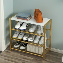 Timberlake 4-Tier Shoe Rack in White and Gray