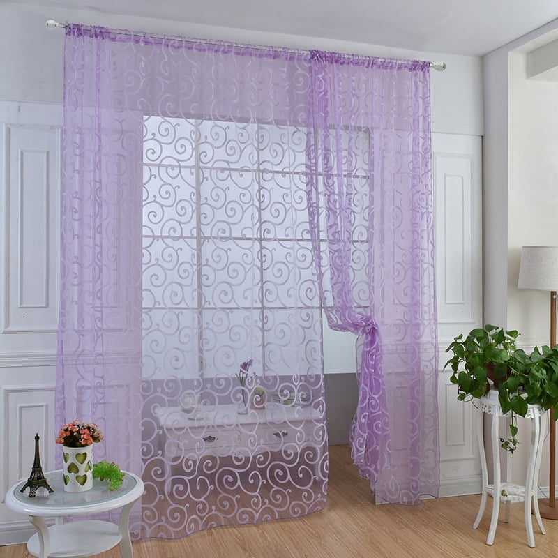 Fashion Tulle Curtains For Living Room Bedroom Window Voile Tulip Flower Balcony 