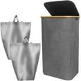 thumbnail image 3 of POINTERTECK Laundry Basket 100L Large Laundry Hamper with Lid Handle Collapsible Clothes Basket Organizer with 2 Removable Inner Bag Freestanding Slim Laundry Bin Clothes Hamper Clothes S, 3 of 10