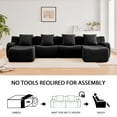 thumbnail image 4 of Black U-Shaped Cloud Couch with 2 Ottomans, Modern Teddy Fabric Boneless Sectional Sofa in a Box for Living Room, Modular Floor Couch, Deep Seat, No Assembly Required, Sofas para Sala, 4 of 8