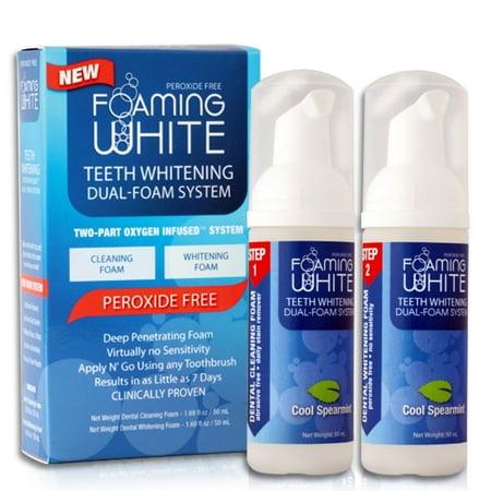 Always White Powerfull Foaming White System (2 Steps !) Teeth whitening Kit PEROXIDE - FREE ! Made in USA!