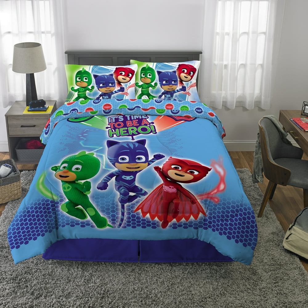 PJ Masks Twin Comforter and Sheets (4 Piece Bed In A Bag)