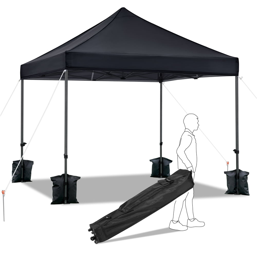 EliteShade 10x10 Commercial Ez Pop Up Canopy Outdoor Instant Canopies Party Tent Sun Shelter with Removable Sidewalls and Heavy Duty Roller Bag,Bonus 4 Weight Bags,Beige