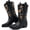 Black, variant on Women's Western Cowboy Boots Sunflower Embroidered Mid-Calf Pointed Toe Chunky Heel Cowgirl Boot