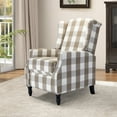 thumbnail image 5 of Push Back Recliners Chairs Set of 2, Tina's Home Fabric Accent Chair Armrest Sofa Wingback Wood Legs Living Room Plaid, 5 of 7