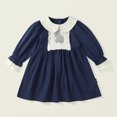 thumbnail image 5 of Toddler Dresses 6-7 Years A-Line Long Sleeve Prints Dance Party Fit & Flare Adorable Daily Colorful Lightweight Delicate Navy Sundress, 5 of 7